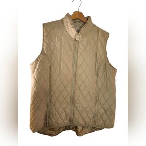 Outback Trading Co. Long Quilted Vest - Tan, XXL (Style #2987) Plus Size